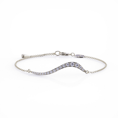 Swirl bracelet silver with clear cz