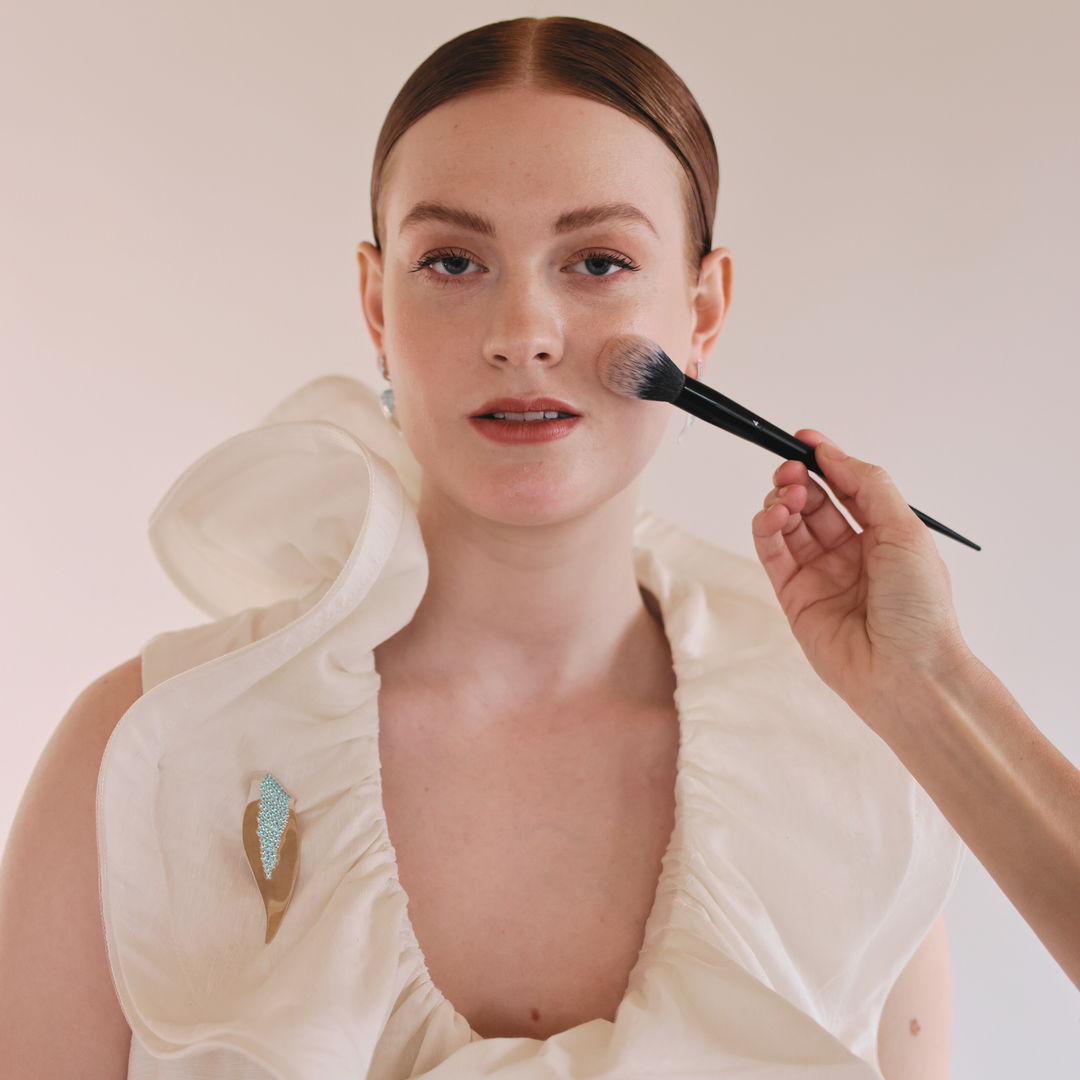 Echo silver brooch with blue CZ stones