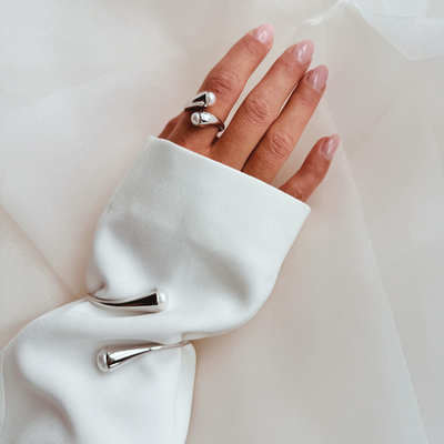 Bella silver ring with two cultured freshwater pearls