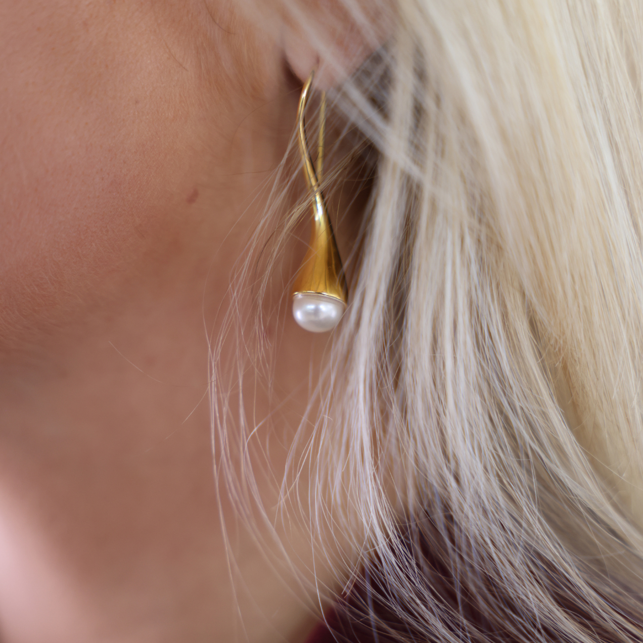 Bella gold vermeil earrings with large freshwater pearls