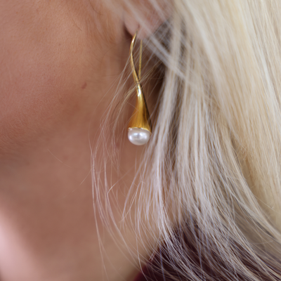 Bella gold vermeil earrings with large freshwater pearls
