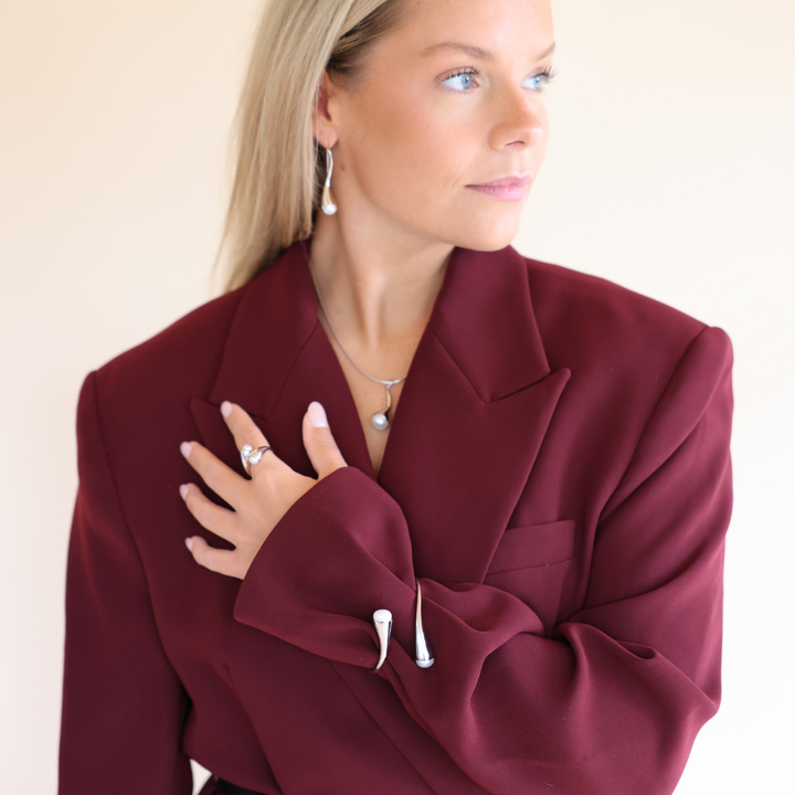 Bella silver bangle with cultured pearls