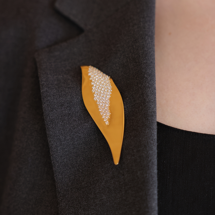 Echo 18k gold vermeil brooch with clear CZ stones