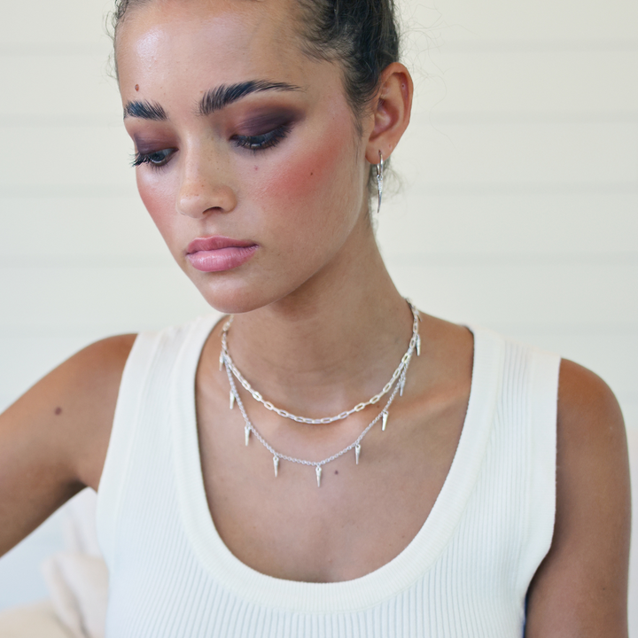 Horn silver necklace with small charms