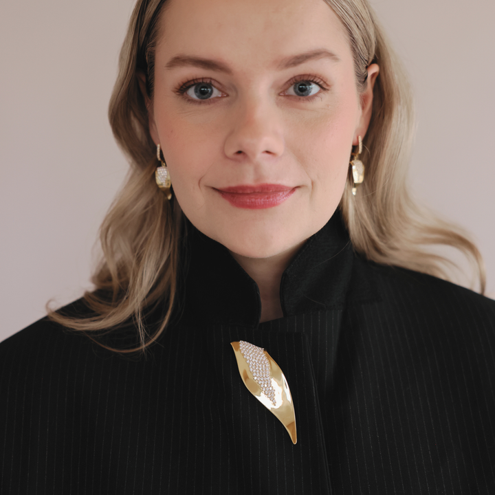 Echo 18k gold vermeil brooch with clear CZ stones