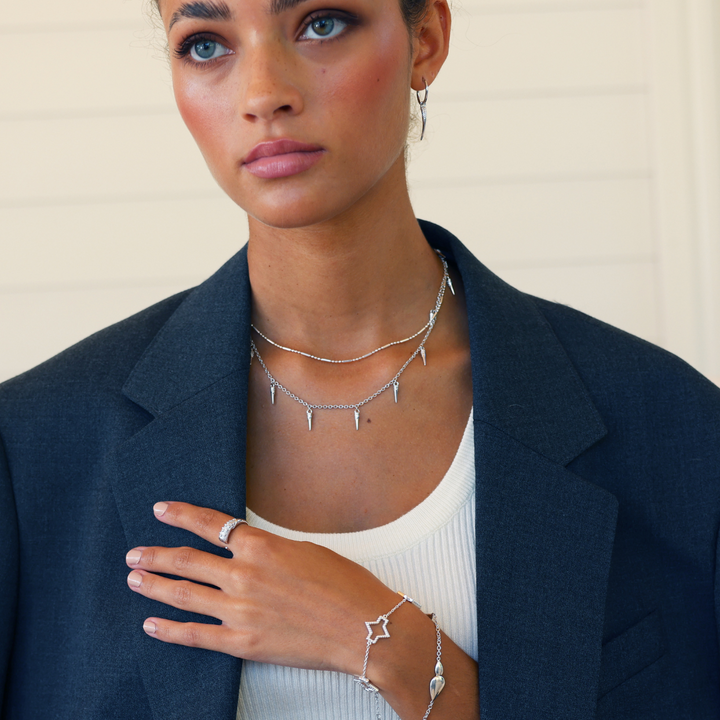 Horn silver necklace with small charms