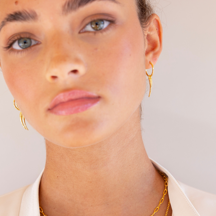 Horn 18k gold vermeil huggie earrings