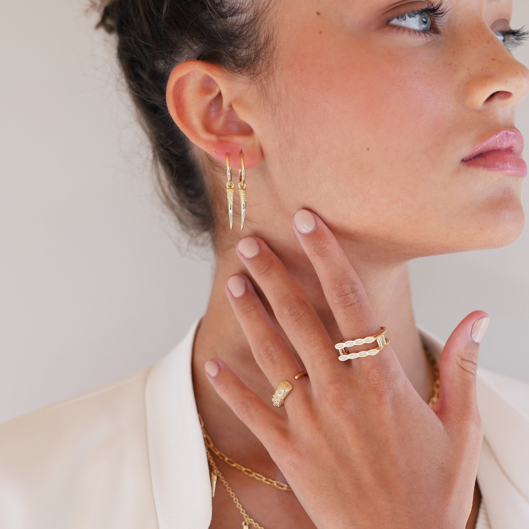 Horn 18k gold vermeil huggie earrings