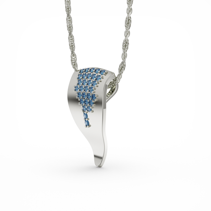 Echo long silver necklace with blue CZ stones