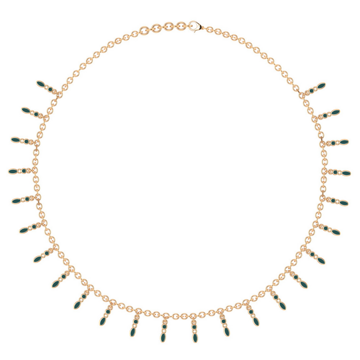 Amalei 18k gold vermeil necklace with dark green enamel