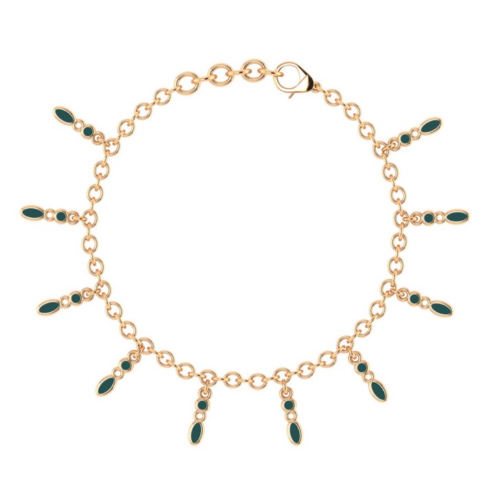 Amalei 18k gold vermeil bracelet dark green enamel