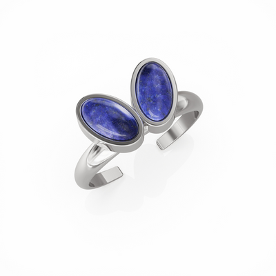 You & Me Baby sterling silver ring with blue lapis lazuli stones