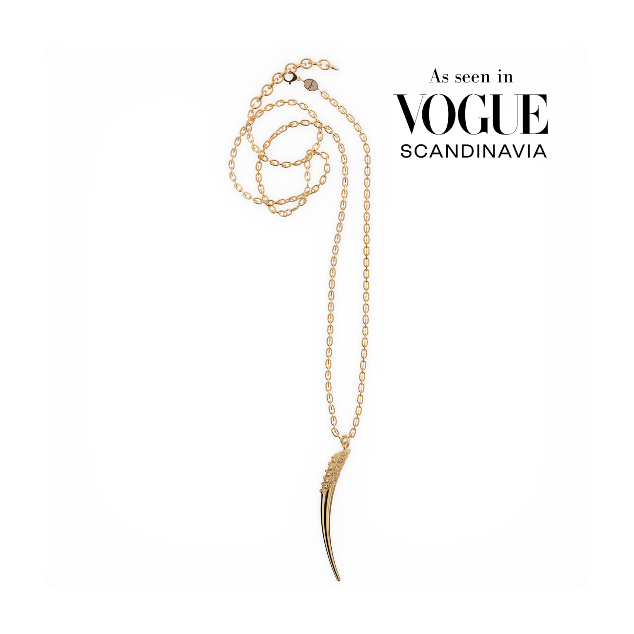 Long necklace with Horn pendant, 18k gold vermeil