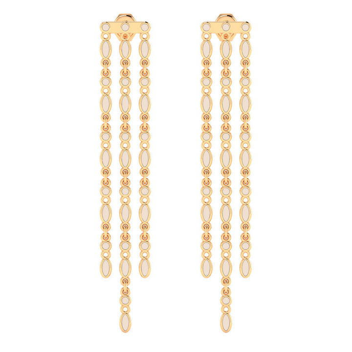 Amalei 18k gold vermeil earrings in creme enamel