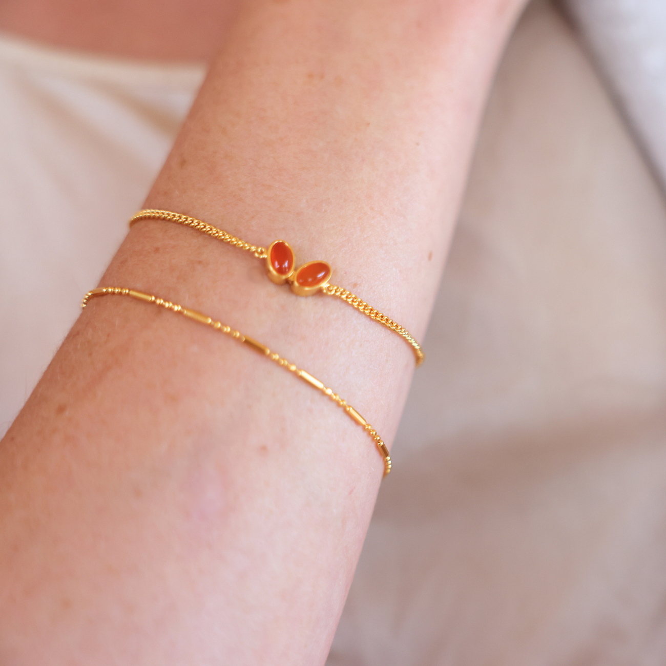 You & Me Baby 18k gold vermeil bracelet with carnelian