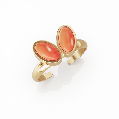 You & Me Baby 18k gold vermeil ring with carnelian