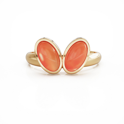 You & Me Baby 18k gold vermeil ring with carnelian