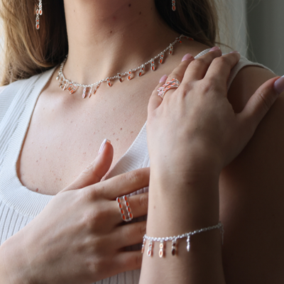 Amalei silver necklace with coral enamel