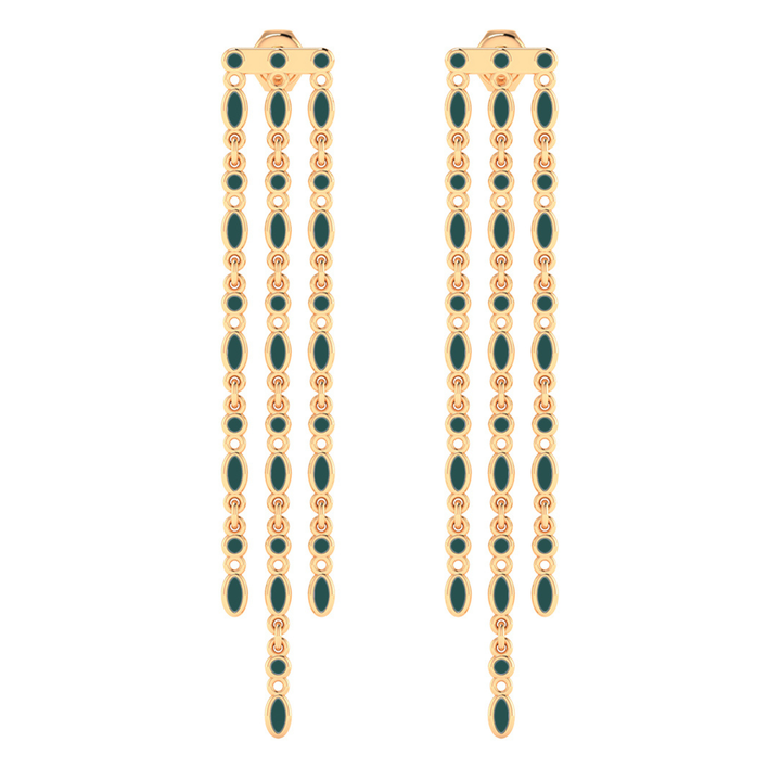 Amalei 18k gold vermeil earrings in dark green enamel