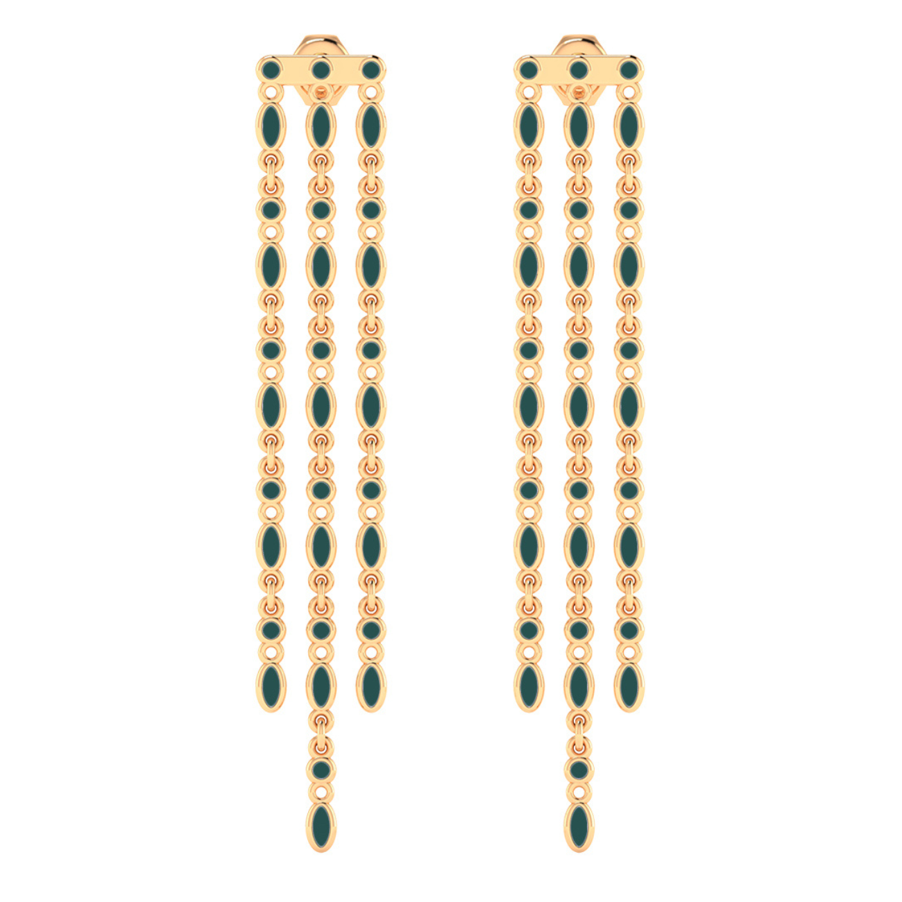 Amalei 18k gold vermeil earrings in dark green enamel