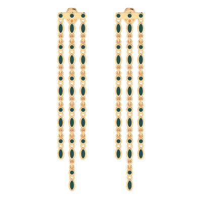 Amalei 18k gold vermeil earrings in dark green enamel