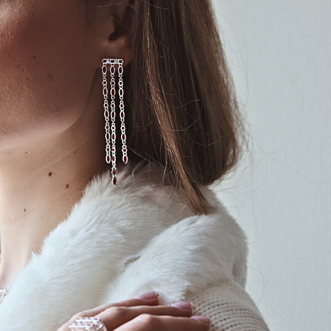 Amalei silver earring with red enamel