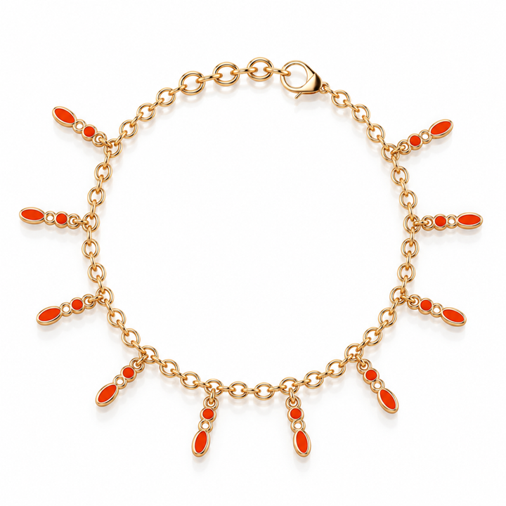 Amalei 18k gold vermeil bracelet with coral enamel