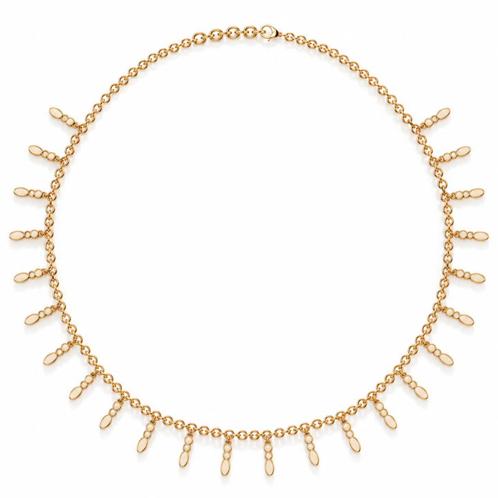 Amalei 18k gold vermeil necklace with creme enamel