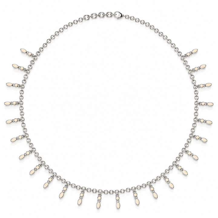 Amalei silver necklace with creme enamel