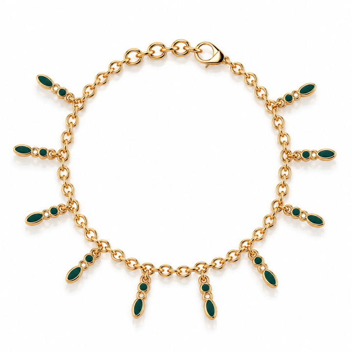 Amalei 18k gold vermeil bracelet dark green enamel