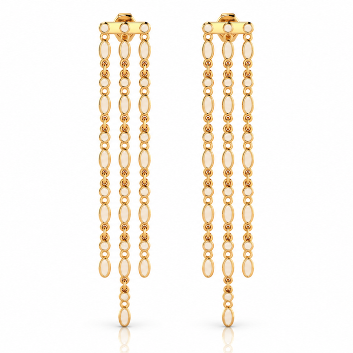 Amalei 18k gold vermeil earrings in creme enamel