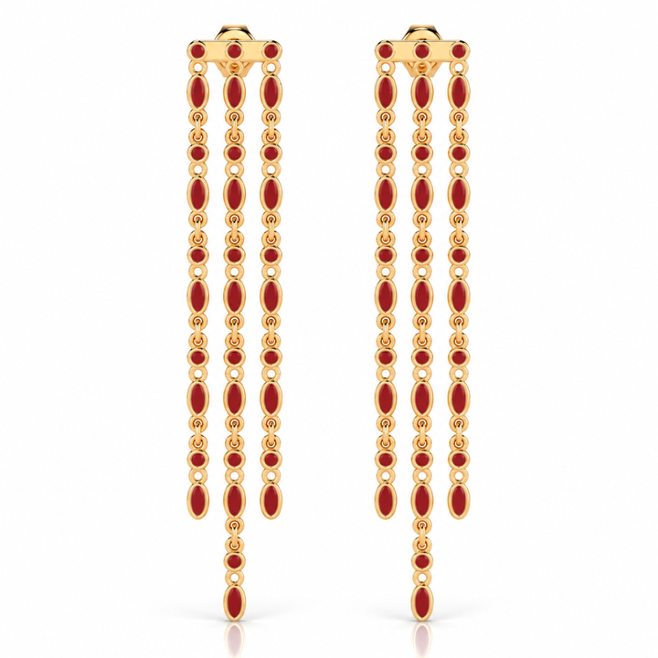 Amalei 18k gold vermeil earrings in red enamel