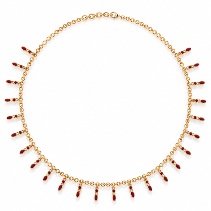 Amalei 18k gold vermeil necklace with red enamel