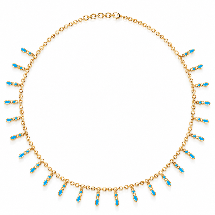 Amalei 18k gold vermeil necklace with turquoise enamel
