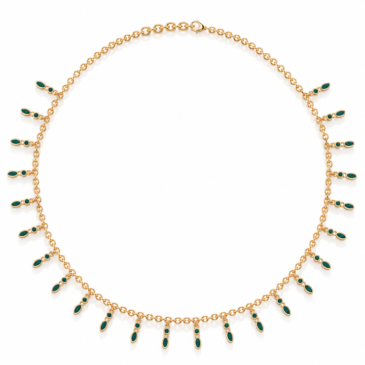 Amalei 18k gold vermeil necklace with dark green enamel