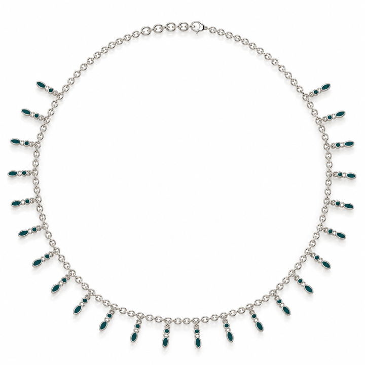 Amalei silver necklace with dark green enamel