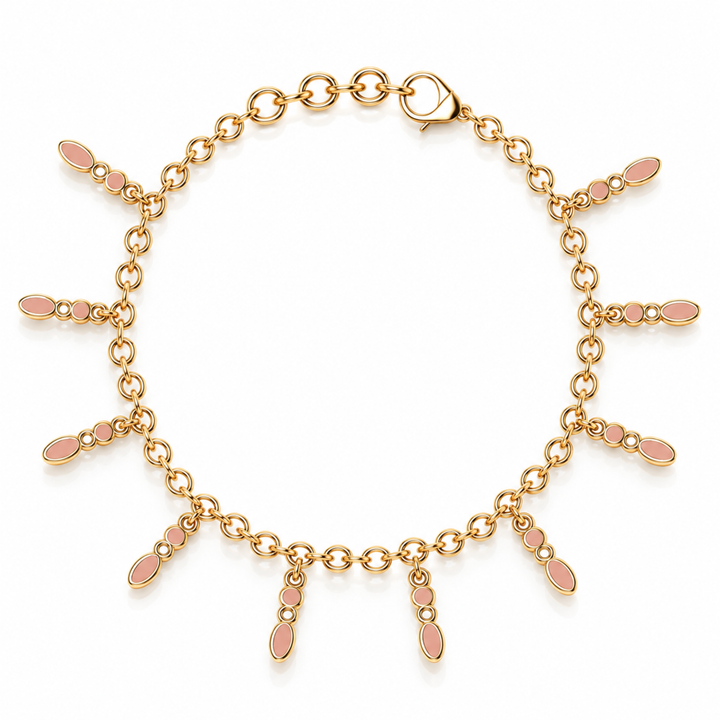 Amalei 18k gold vermeil bracelet with light pink enamel