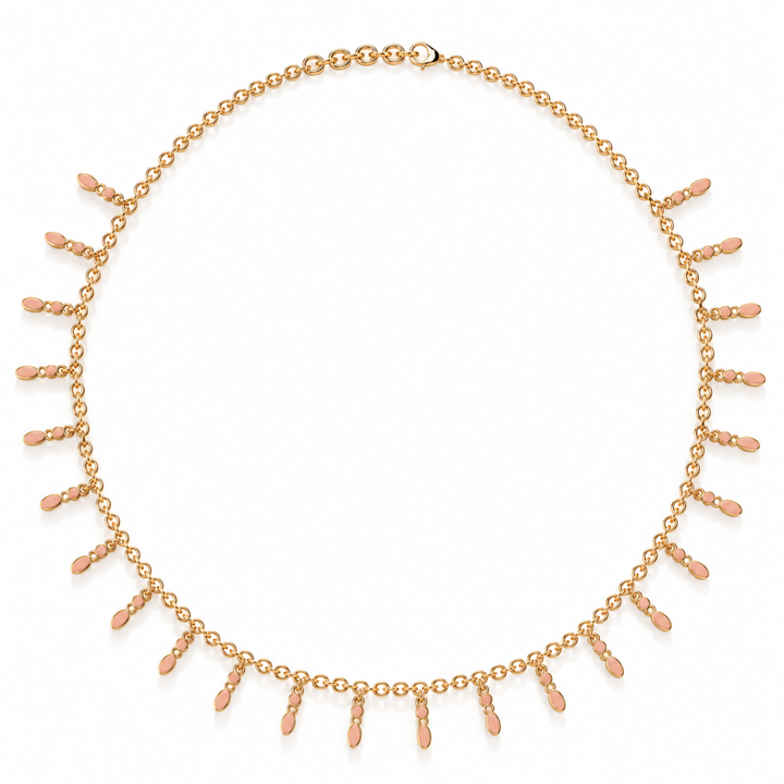 Amalei 18k gold vermeil necklace with light pink enamel