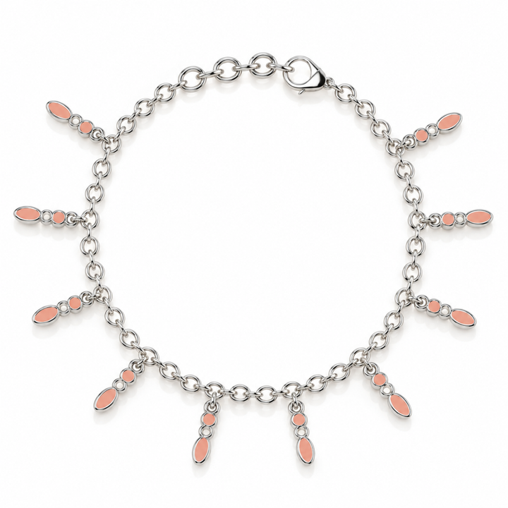 Amalei silver bracelet  with light pink enamel