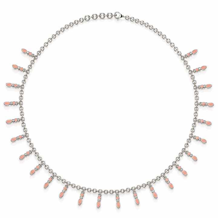 Amalei silver necklace with light pink enamel
