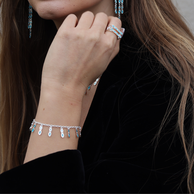 Amalei silver bracelet with turquoise enamel