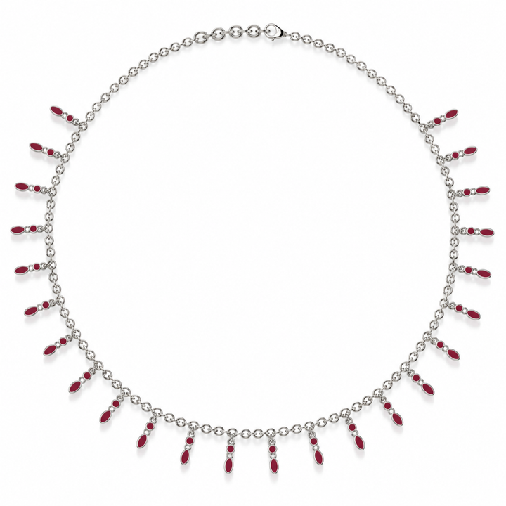 Amalei silver necklace with red enamel
