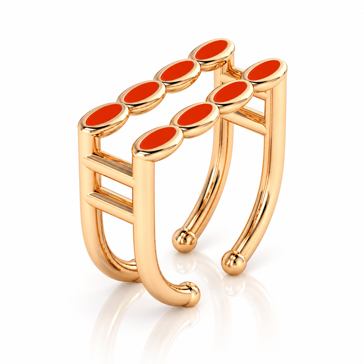 Amalei 18k gold vermeil ring with coral enamel