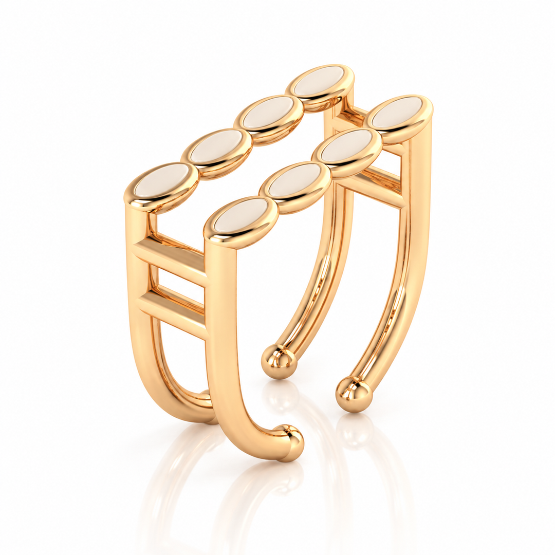 Amalei 18k gold vermeil ring with creme enamel