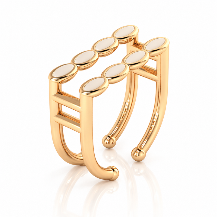 Amalei 18k gold vermeil ring with creme enamel
