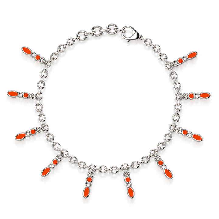 Amalei silver bracelet with coral enamel