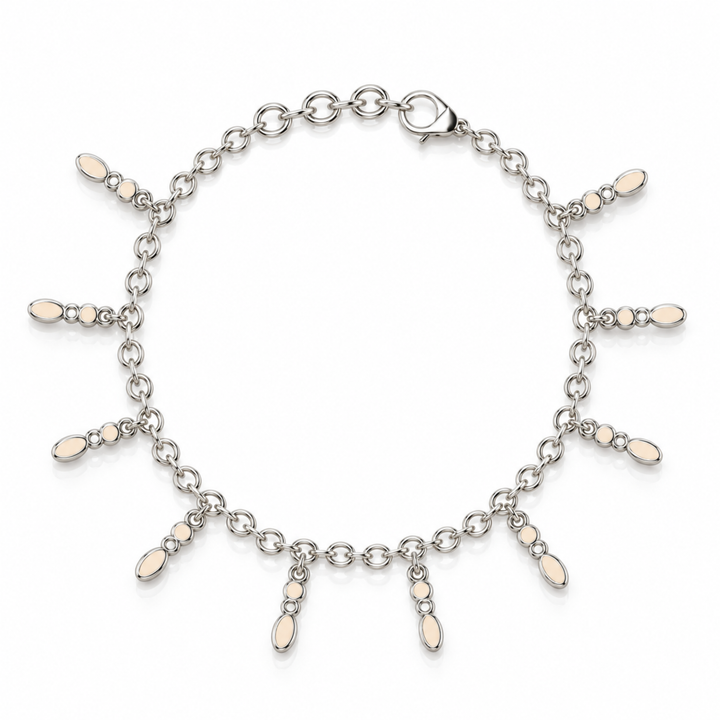 Amalei silver bracelet with creme enamel
