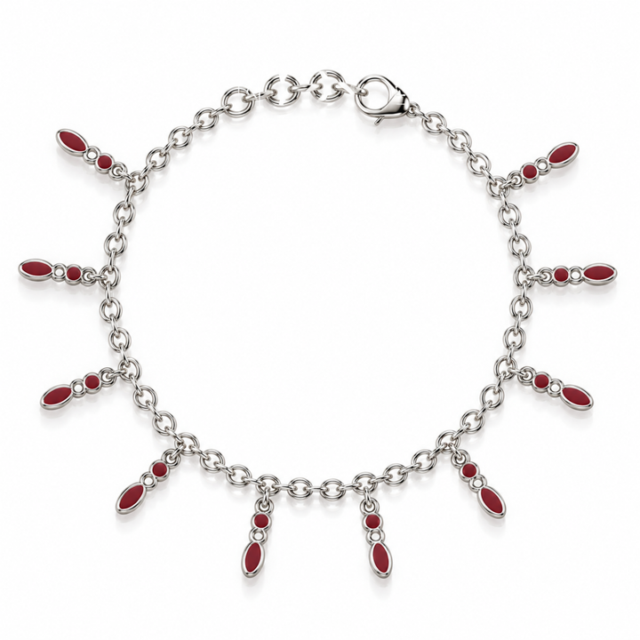 Amalei silver bracelet with red enamel