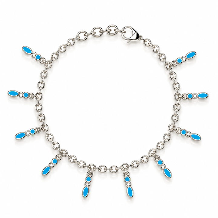 Amalei silver bracelet with turquoise enamel