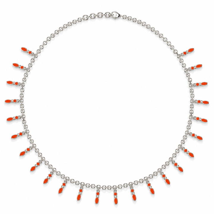Amalei silver necklace with coral enamel